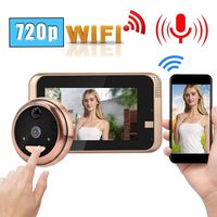 WIFI Video Doorbell, 4.3in LCD Monitor 720P HD Wireless WIFI Video Doorbell Door Viewer Camera Kit PIR Motion Detection,support for Two-Way Talk,Night Vision,TF card,Weatherproof,Easy to Install