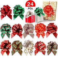 24 Pcs Christmas Gift Bows Pull Bows Ribbon Present Wrapping Accessories for Boxes Bags Baskets Wine Bottles Party Decorations (24 pcs)