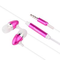 Insten for Samsung Galaxy S6/S9/S9+ Plus/s6 Edge/Note 4/Apple iPhone 7/7 Plus/6S/6S Plus, Universal 3.5mm in-Ear Stereo Headset w/On-Off & Mic, Hot Pink