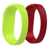 MoKo Band Compatible with Vivofit JR, [2 Pack] Soft Silicone Unadjustable Replacement Strap Band Bracelet Fit Vivofit JR/Vivofit JR 2/Vivofit 3 Wristband, Large Size - Lime & Dark Red