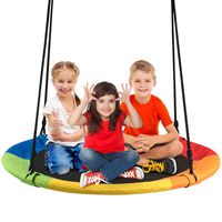 Costzon 40" Waterproof Saucer Tree Swing Set, Outdoor Round Swing Colorful - Adjustable Hanging Ropes, Safe and Sturdy Swing for Children Park Backyard (Multicolor)