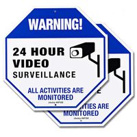 Video Surveillance Camera Signs for Property House Yard - 12x12 Rust Free 40Mil Thick Aluminum Indoor or Outdoor CCTV Security Sign - 2 Pack