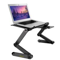 Portable Adjustable Aluminum Laptop Desk/Stand/Table - Vented W with Mouse Pad Side,Light Weight Ergonomic TV Bed Lap Tray Stand Up/Sitting-Black