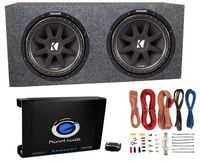KICKER 2 43C124 12" 600W Subwoofers + Sub Box + Mono 1500W Amplifier + Amp Kit