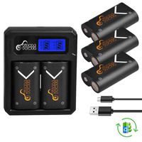 Pickle Power 3 Pack Xbox One Controller Battery Pack and LCD Screen Dual Fast Charger for Xbox One/Xbox One S/Xbox One X/Xbox One Elite Wireless Controller