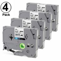 Airmall 4 Pack Iron-on Fabric Tape, Replace for TZe-FA231, 1/2 Inch X 9.84 feet, Black Print on White Clothes Labels for P-Touch Label Maker PT-D210 PT-D400 PT-D400VP PT-1280, PT-H110