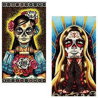 Decorative Matches, (Set of 3 Match Boxes) Long Wooden Matches,Strike Strip on Side of Box- Colored Match Tips- Candle and Fireplace Wooden Matches 4.375" x 2.35" x .75" (St. Valentina and Muerta)