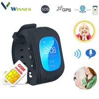 Waterproof Kids Smart Watch by Winnes with GPS Tracker SIM Card Phone Watch Anti-Lost Alarm Function Gift for Boys and Girls (Black)