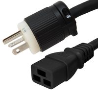 NEMA 5-20P to C19 Power Cord - 1 Foot, Build, 20A/125V, 12 AWG - Iron Box Part # IBX-4929-01