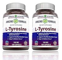 Amazing Formulas L Tyrosine - 500 mg, Capsules - Supports Mental Alertness, Energy, Focus, Healthy Glandular Function and Balance (180 Count (Pack of 2))