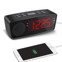 Clock Radio, Alarm Clock with FM Radio, USB Charging Ports for Bedrooms