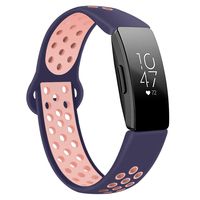 DYKEISS Compatible with Fitbit Inspire HR Fitness Tracker Sport Band, Soft Silicone Replacement Accessory Women Men Breathable Wristband Strap, Blue/Pink, Large