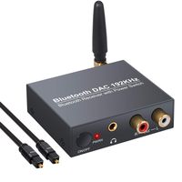 CAMWAY DAC Converter with Bluetooth 5.0 Receiver Digital to Analog Audio Converter Digital Coaxial Toslink to Analog Stereo L/R RCA 3.5mm Audio Adapter Support Power ON or OFF