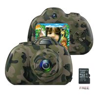 Feeyea Kids Camera for Girls or Boys - Shockproof Kid Digital Camera with Soft Silicone Shell and HD Screen for Outdoor Play, Great Gift for 4-8 Year Old Boys (32G TF Card Included)(Green)