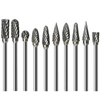 Double Cut Carbide Rotary Burr Set - 10 Pcs 1/8" Shank, 1/4" Head Length Tungsten Steel for Woodworking,Drilling, Metal Carving, Engraving, Polishing by Lukcase