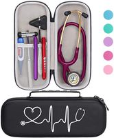 BOVKE Travel Carrying Case for 3M Littmann Classic III Stethoscope - Extra Room for Taylor Percussion Reflex Hammer and Reusable LED Penlight, Black