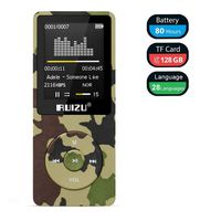 Mp3 Player, RUIZU X02 Ultra Slim Music Player with FM Radio, Voice Recorder, Video Play, Text Reading, 80 Hours Playback and Expandable Up to 128 GB (Camo Green)