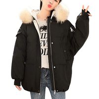 HebeTop Women's Winter Quilted Puffer Padded Cotton Warm Jacket with Hood Black