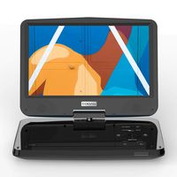 COOAU 12.5" Portable DVD Player with Eye Protection HD Swivel Screen, 5 Hours Rechargeable Battery, Dual Earphone Jacks, Support SD Card/USB, Last Memory Function, Region Free, Black