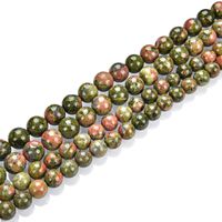 1 Strand Top Quality Natural Unakite Jasper Gemstone 8mm Round Loose Stone Beads (~ 44-47pcs) for Jewelry Craft Making GF18-8