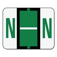 Smead BCCR Bar-Style Alphabetic Color-Coded Labels, Letter N, Dark Green/White Bar, 500 Labels per Roll (67084)