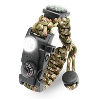 LeMotech 21 in 1 Adjustable Paracord Survival Bracelet, Tactical Emergency Gear Kit Includes SOS LED Flashlight, Bigger Compass, Thermometer, Rescue Whistle and Fire Starter