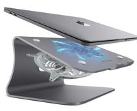 Bestand Laptop Stand with Fan, Aluminum Cooling Computer Stand Holder Compatible for MacBook Air, MacBook Pro, Grey (Patented)