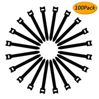 Cable Ties Reusable, Strap Fastener, Microfiber Cloth Fastening Hook and Loop, 12mm 150mm, 100 PCS, Black