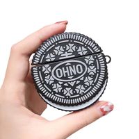ICI-Rencontrer Cute Sweet Chocolate Chip Cookies Design Airpods Case Girls Boys Kids Lovely Leisure Food Sandwich Biscuit Soft Silicone Wireless Headset Protective Case With Hook