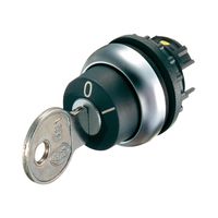 Eaton M22-WS Key Lock Selector Switch, 2 Positions, Keylock Actuator Style, Off-On Action, Silver Bezel Color, 45 Degree Turning Radius