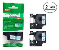 2/Pack LM Tapes - Premium LM-45014 1/2" Blue on White Compatible Label Maker Tape, Replaces Dymo 45014 D1 Label Tape 12mm