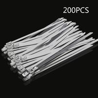 Lucky Monet 200Pcs 17.7" 304 Stainless Steel Grade Metal Self Locking Cable Ties Zip Wraps
