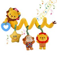 willway Hanging Car Seat Toys, Infant Baby Activity Plush Toys for Crib Mobile Stroller Bar Car Seat Mobile - with Musical Star Rattle Monkey Beep Lion
