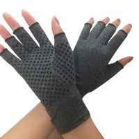 Hoiert Women Men Unisex Compression Arthritis Hand Gloves Textured Open Finger Joint Pain Relief Fingerless Wrist Length Mittens For Rheumatoid Osteoarthritis