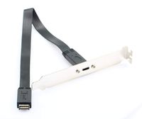 HuaLong PC Front Panel USB Extension Flat Cable, Front Panel Header to USB 3.1 Gen2 Type C Extension Cable with Panel Mount Screw 80cm (Speed up to 10Gbps/s)