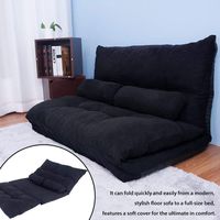 Merax Floor Sofa Bed Adjustable Floor Couch Sofa Futon Sofa Bed 5-Position Living Room Furniture (Ink Black)