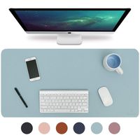 Knodel Desk Pad, Office Desk Mat, 35.4" x 17" PU Leather Desk Blotter, Laptop Desk Mat, Waterproof Desk Writing Pad for Office and Home, Dual-Sided (Light Blue)