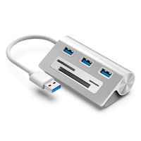 Rybozen 6-in-1 USB Hub 3.0, Aluminum Data Hub with 3 USB 3.0 High-Speed Port and 1 CF/SD/TF Card Reader, 12" USB Cable for Mac Pro, iMac, MacBook, Laptop and Desktop PC