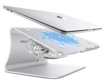 Bestand Laptop Stand with Fan, Aluminum Cooling Computer Stand Holder Compatible for MacBook Air, MacBook Pro, Silver (Patented)
