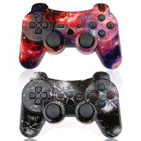 CHENGDAO PS3 Controller 2 Pack Wireless Dual Shock Gamepad for Sony Playstation 3 with Charging Cord (Skull + Galaxy)