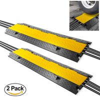 Pyle Ramp-3 Channel Rubber Floor Cord Concealer-Heavy Duty Cable Protector Wire/Hose/Pipe Hider Driveway Protective Covering Armor PCBLCO105X2 (Pair), Black and Yellow