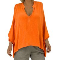 Tsmile Women V-Notch Shirts Long Batwing Sleeve Solid High Low Chunky Breathable Fit Fall Pullover Outwear Tops