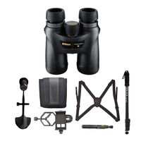 Nikon Monarch 7 10x42 Roof Prism ED ATB Waterproof/Fogproof Binoculars with 67-inch Lightweight Monopod, Case, Harness, Lens Pen + Smartphone Adapter & Tripod Adapter - Advanced Bundle (6 Items)