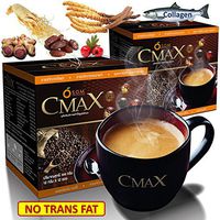 2 Boxes (24 sachets) of CMAX Best instant Coffee herbal dietary supplement Cordyceps , Ginseng , Date Powder , Hawthorn Berry powder, sugar free , Trans-Fat-Free Product