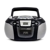 HANNLOMAX HX-301CD CD/MP3 Player, AM/FM Radio, Cassette Recorder, Records from CD or Radio, Aux-in Jack, Headphone Jack, LCD Display, AC/DC Dual Power Source.
