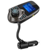 Nulaxy Bluetooth Car FM Transmitter Audio Adapter Receiver Wireless Handsfree Voltmeter Car Kit TF Card AUX 1.44 Display - KM18 Coffee