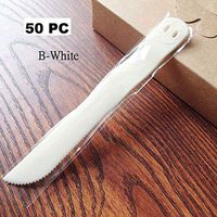 Wonderful Deluxe Disposable Plastic Tableware Premium Cake Knives Cutlery For Party & BBQ - 50 PC (B-White)