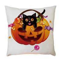 Bosji (45 x 45cm) Throw Pillowcase,Happy Halloween Decoration Pumpkin Theme Pillow Covers Holiday Home Decor Linen Printed Zipper Cushion Pillow Case
