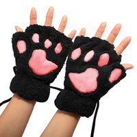 Gloves us Warm Fingerless Gloves Cute Plush Bear Claw Cat Paw Soft Gloves Winter Mittens for Women