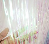 GOER 3.2 ft x 9.8 ft Metallic Tinsel Foil Fringe Curtains for Party Photo Backdrop Wedding Decor (2 Packs,Iridescent)